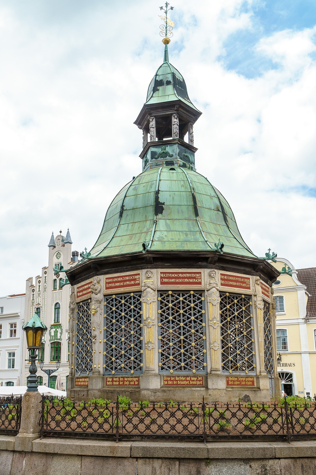 The market square's water art fountain brought fresh water to town